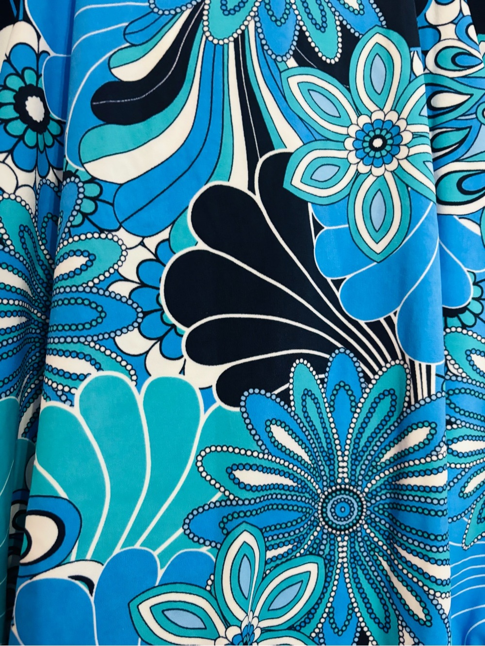 Tropical Blue/Turquoise Floral One-Piece Swimsuit with ruching—18W - Picture 3 of 10